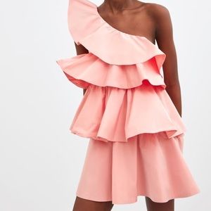 Zara limited edition pink ruffle dress